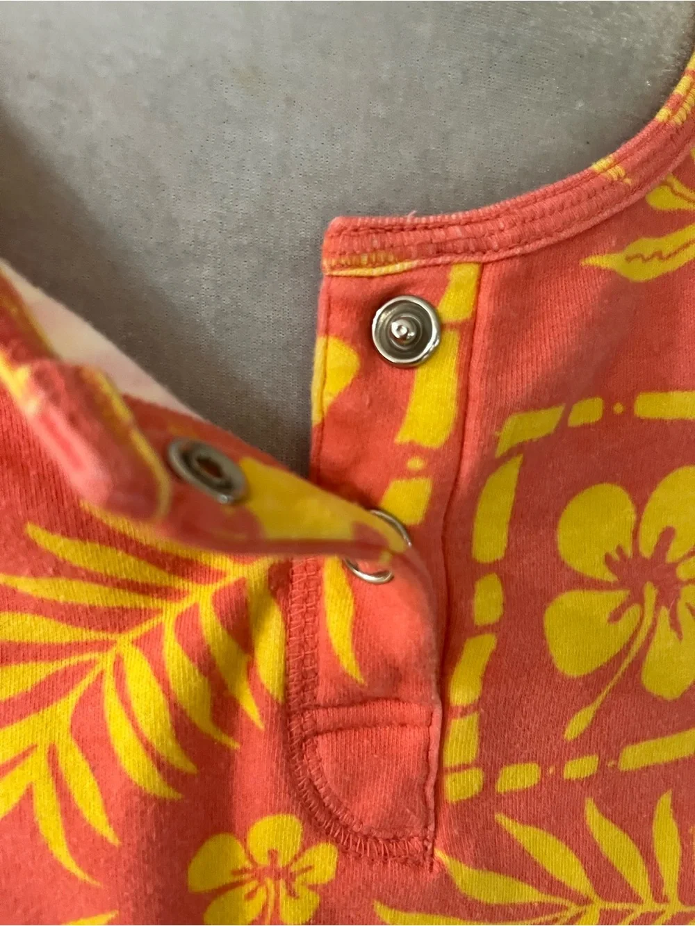 CALYPSO Orange Yellow Pineapple Tropical Print Short Sleeve Cotton Dress M NWOT
